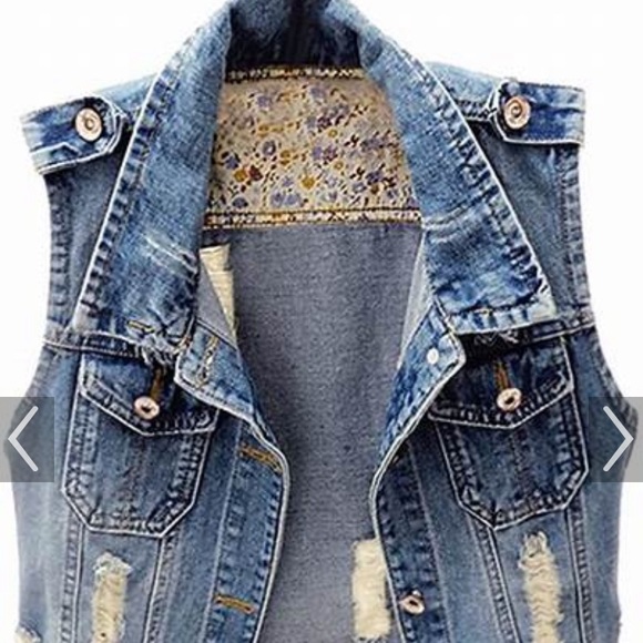 NWT Distressed Denim vest - Picture 1 of 7